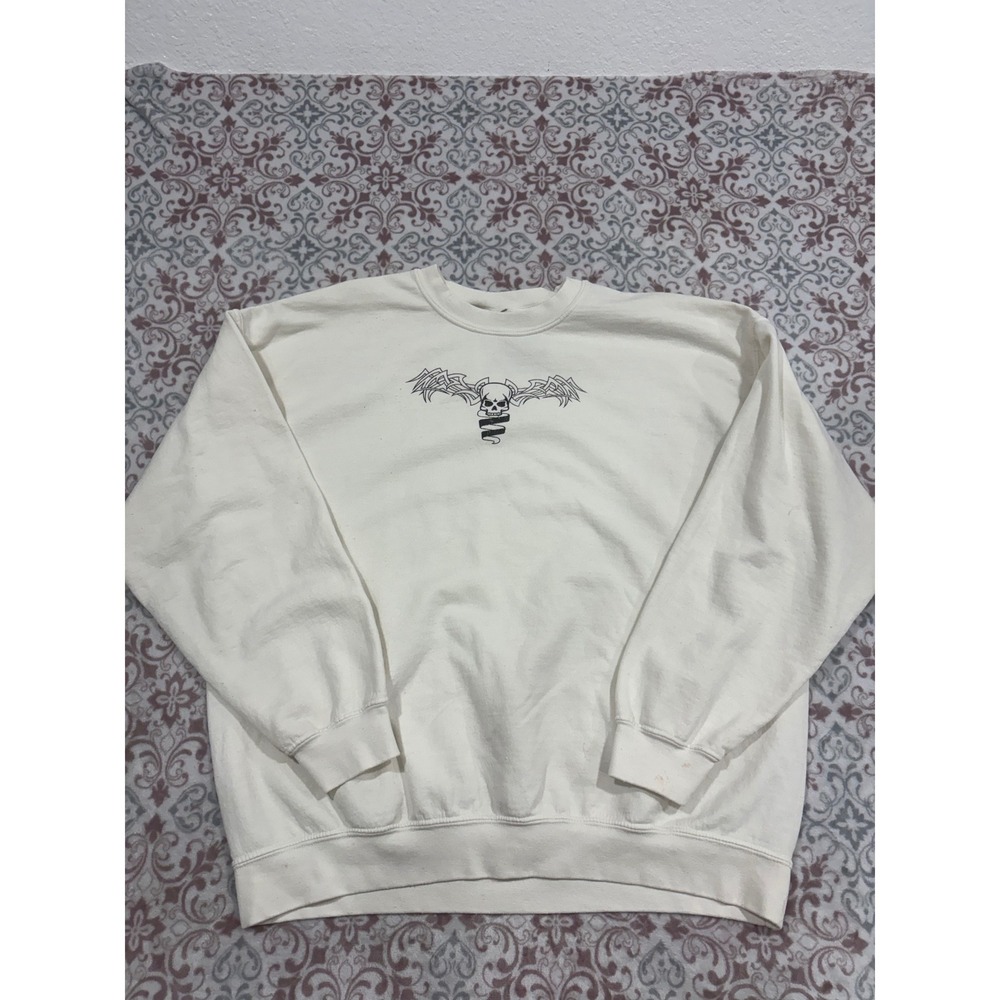 PS / LA Los Angeles Skull Tribal Wing Graphic Sweatshirt Cream Mens XL